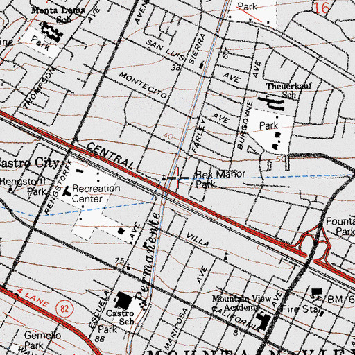 Topographic Map of Rex Manor Playground, CA