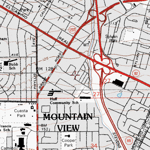 Topographic Map of Sahara Village Mobile Home Park, CA