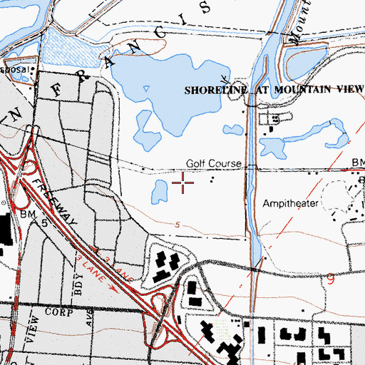 Topographic Map of Shoreline Golf Course, CA