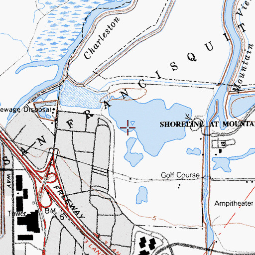 Topographic Map of Shoreline Lake, CA