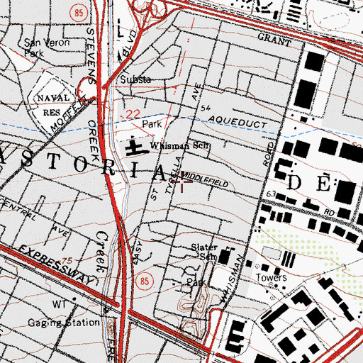 Topographic Map of Sylvan Park, CA