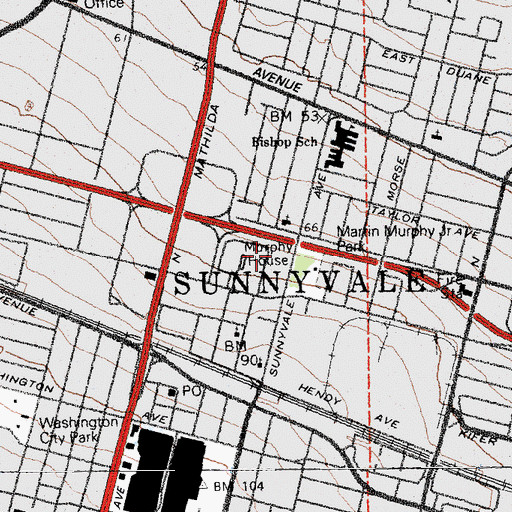 Topographic Map of Allario Shopping Center, CA