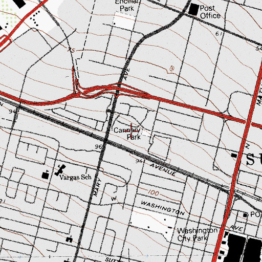 Topographic Map of Cannery Park, CA