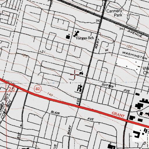 Topographic Map of First Baptist Church of Sunnyvale, CA