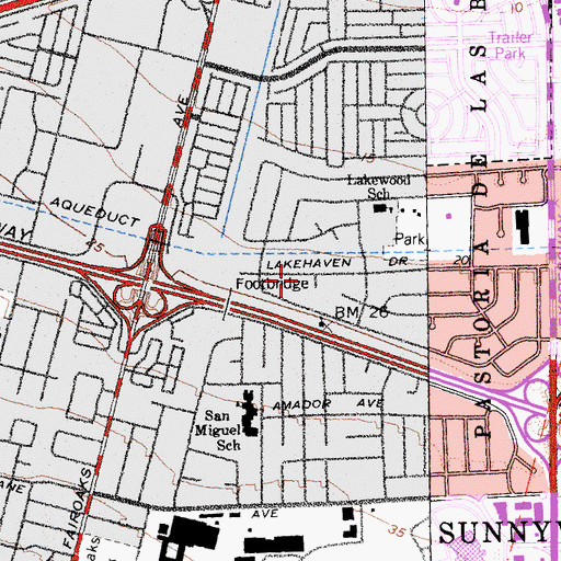 Topographic Map of Lakewood Baptist Church, CA