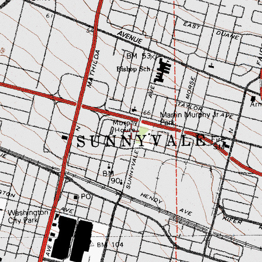 Topographic Map of Martin Murphy Junior Park, CA