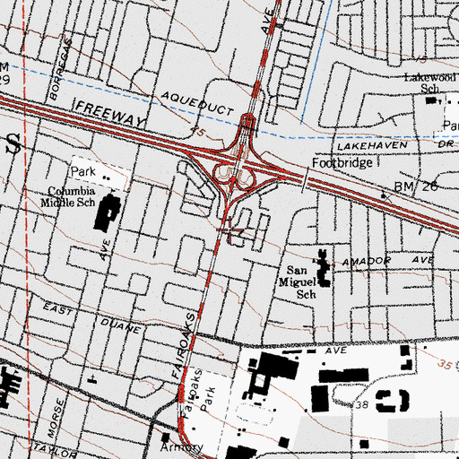 Topographic Map of Mobiland Manor Mobile Home Park, CA