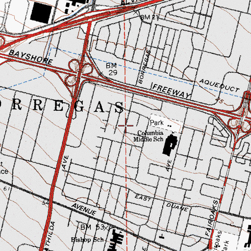 Topographic Map of Moffett Trailer Village, CA