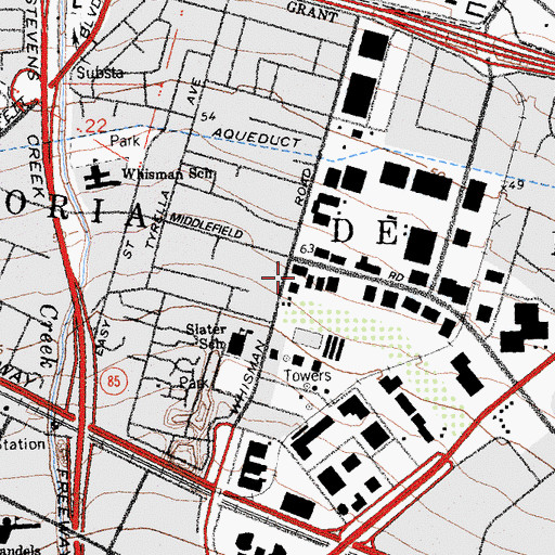 Topographic Map of Mountain View Adult Education Center, CA