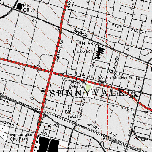 Topographic Map of Saint Mark Lutheran Church, CA