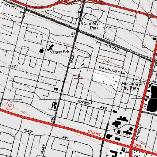 Topographic Map of Saint Thomas Episcopal Church, CA