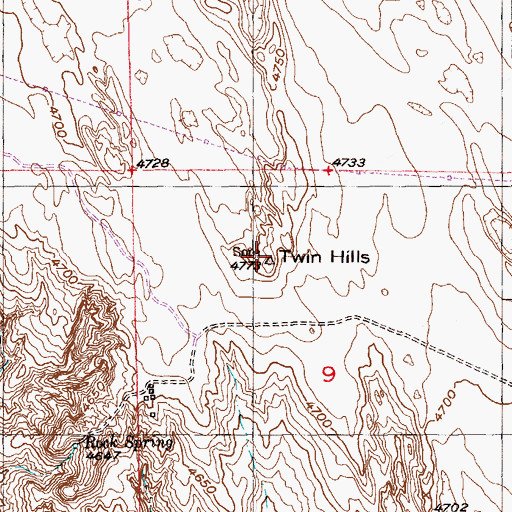 Topographic Map of Twin Hills, CO