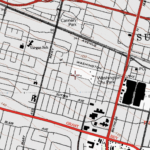 Topographic Map of Washington Park, CA