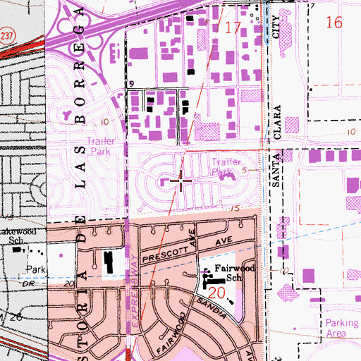 Topographic Map of Adobe Wells Mobile Home Park, CA