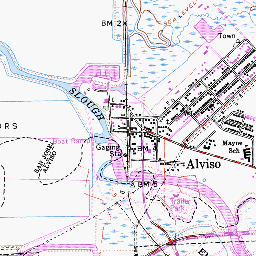 Topographic Map of Alviso Branch San Jose Public Library, CA