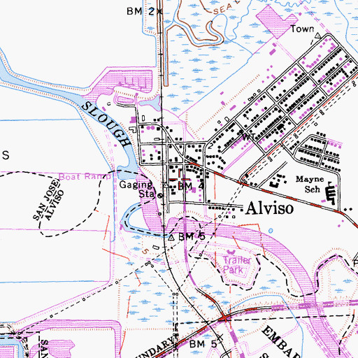 Topographic Map of Alviso Post Office, CA