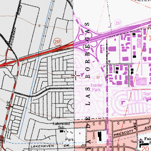 Topographic Map of Casa Amigo Mobile Home Park, CA