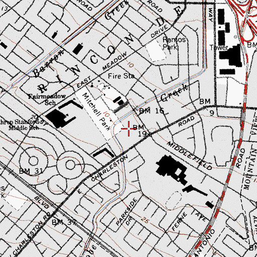 Topographic Map of Charleston Shopping Center, CA
