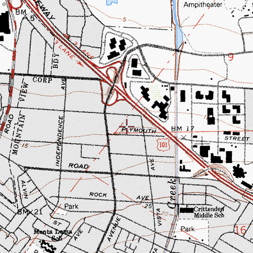 Topographic Map of Chinese Church In Christ, CA