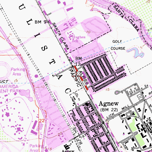 Topographic Map of Fairway Glen Shopping Center, CA