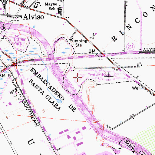 Topographic Map of Lamplighter Mobile Home Park, CA