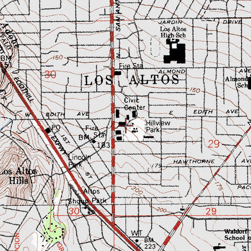 Topographic Map of Los Altos History Museum, CA