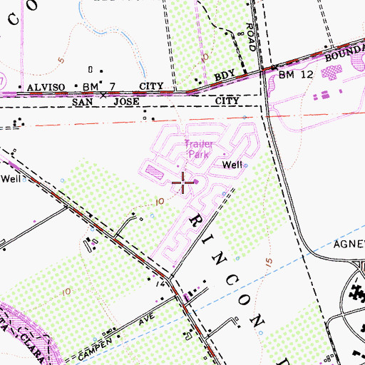 Topographic Map of Mobile Parks West Mobile Home Park, CA