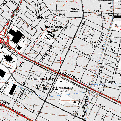 Topographic Map of Mountain View Japanese Seventh Day Adventist Church, CA