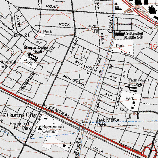 Topographic Map of Mountain View Spanish Seventh Day Adventist Church, CA