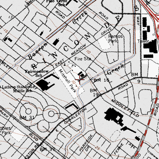Topographic Map of Palo Alto Community Center, CA