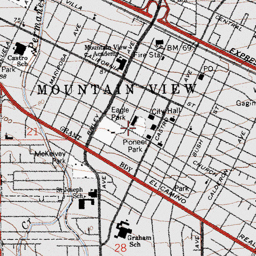 Topographic Map of Pioneer Park, CA