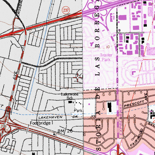 Topographic Map of Plaza del Rey Mobile Home Park, CA