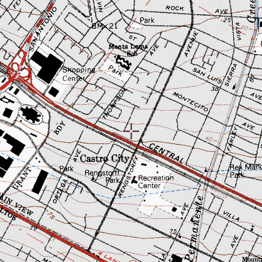 Topographic Map of Saint Athanasius Roman Catholic Church, CA