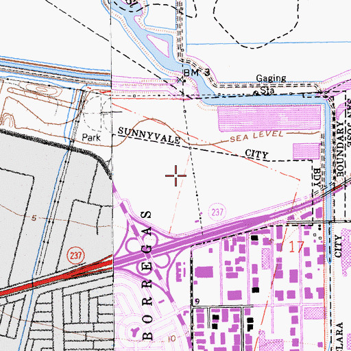 Topographic Map of Sunnyvale Baylands Park, CA