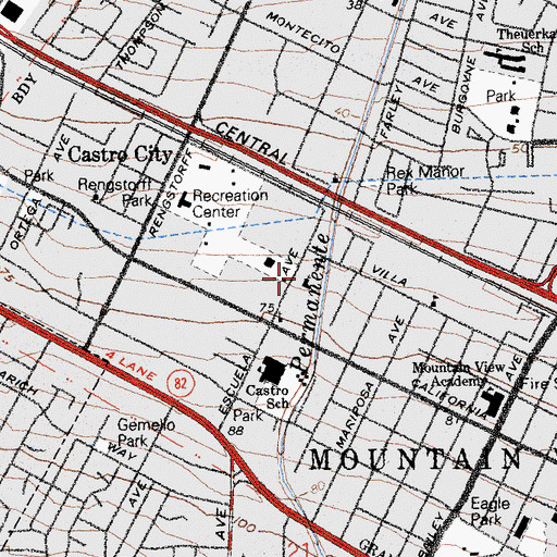 Topographic Map of The Rock United Pentecostal Church, CA