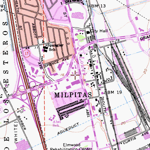 Topographic Map of Abel Square Shopping Center, CA