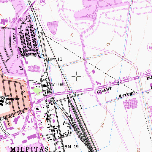 Topographic Map of Beresford Square Shopping Center, CA