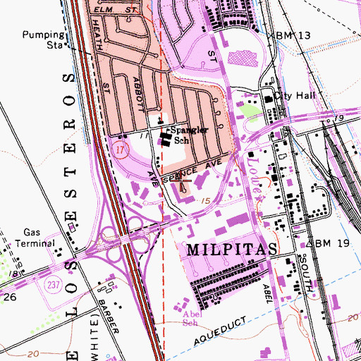 Topographic Map of Calaveras Plaza Shopping Center, CA