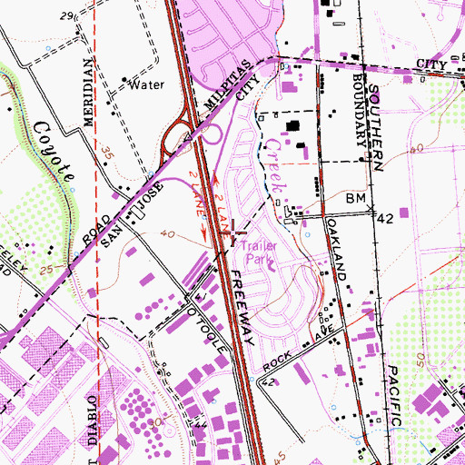 Topographic Map of Casa de Lago Mobile Home Estates, CA