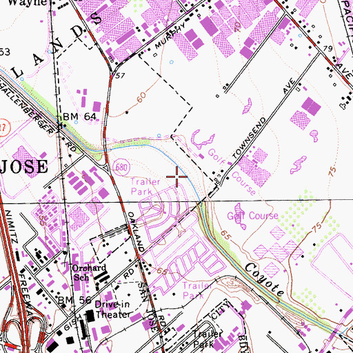 Topographic Map of Coyote Park, CA
