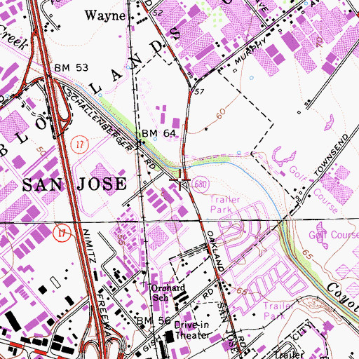 Topographic Map of Divine Love Christian Fellowship Church, CA