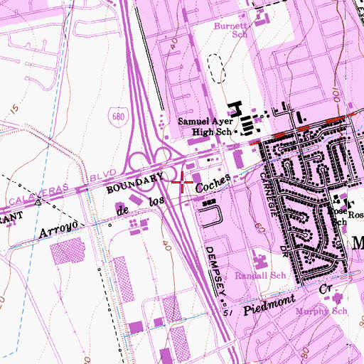 Topographic Map of Fiesta Shopping Center, CA
