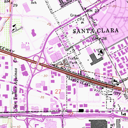 Topographic Map of Garden Court Mobile Home Village, CA