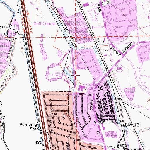 Topographic Map of Hall Memorial Park, CA