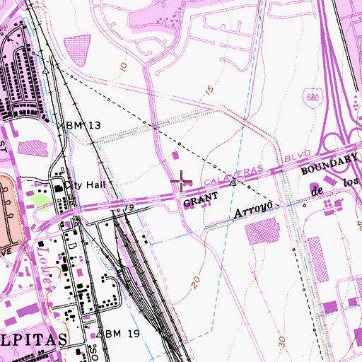 Topographic Map of Milpitas Civic Center, CA
