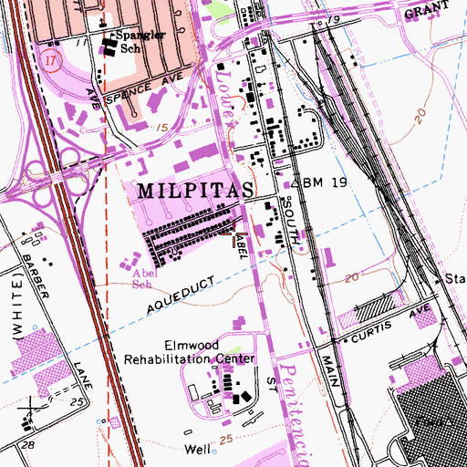 Topographic Map of Milpitas Post Office, CA