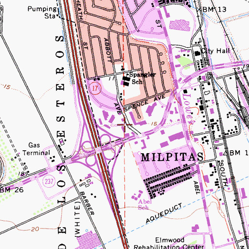 Topographic Map of Milpitas Shopping Center, CA