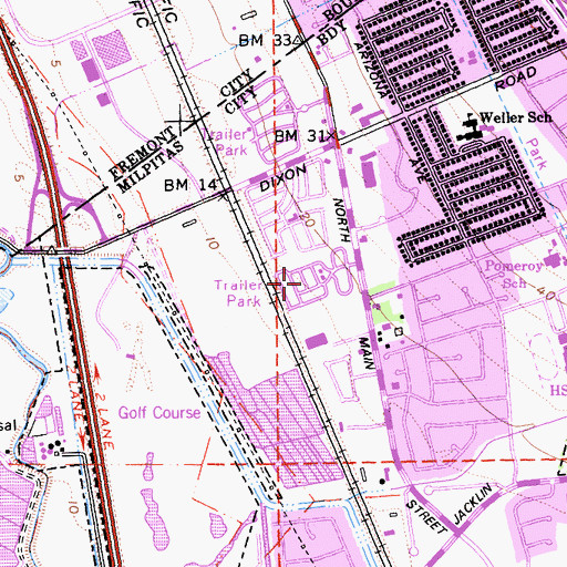 Topographic Map of Mobilodge of Milpitas, CA