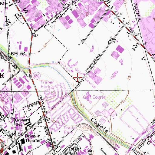 Topographic Map of San Jose Municipal Golf Course, CA
