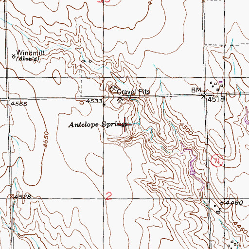 Topographic Map of Antelope Springs, CO